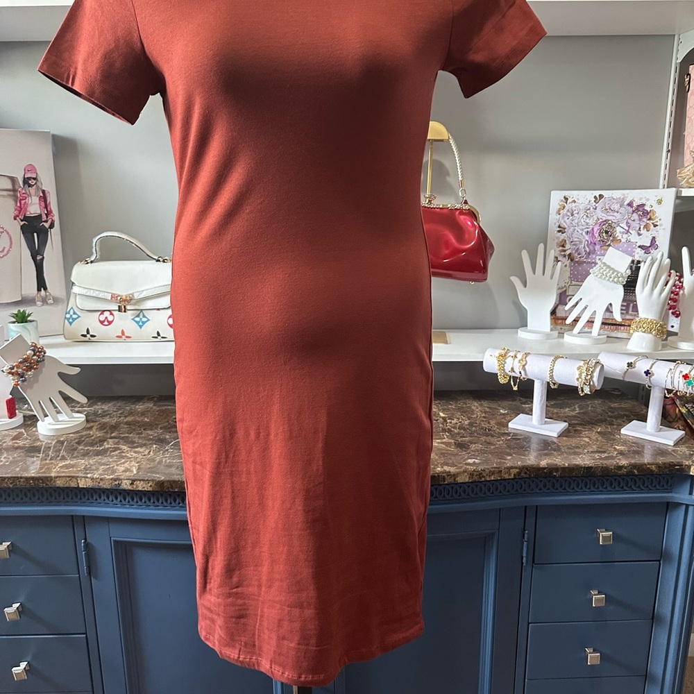 Zenana Outfitters Orange Sheath Midi Dress